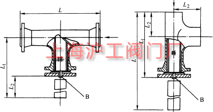 ST16C、ST34C 型 T型過濾器主要外形及結(jié)構(gòu)尺寸示意圖